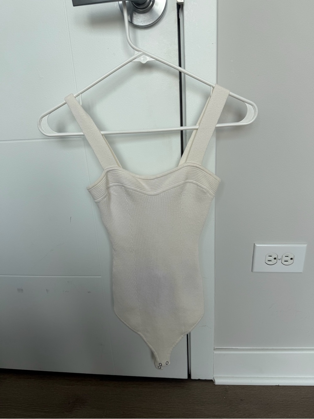 Cream Ribbed Abercrombie One-Piece Tank Bodysuit